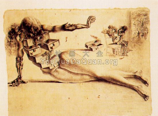 神人同形的橱柜习作 - 萨尔瓦多·达利